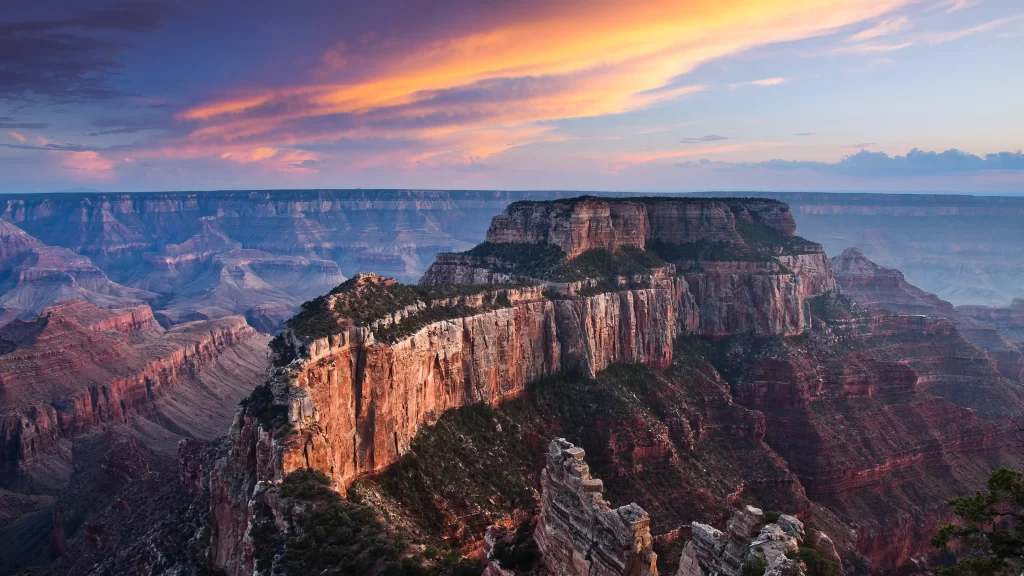 Grand Canyon sunset landscape nature rock formations sky clouds colors