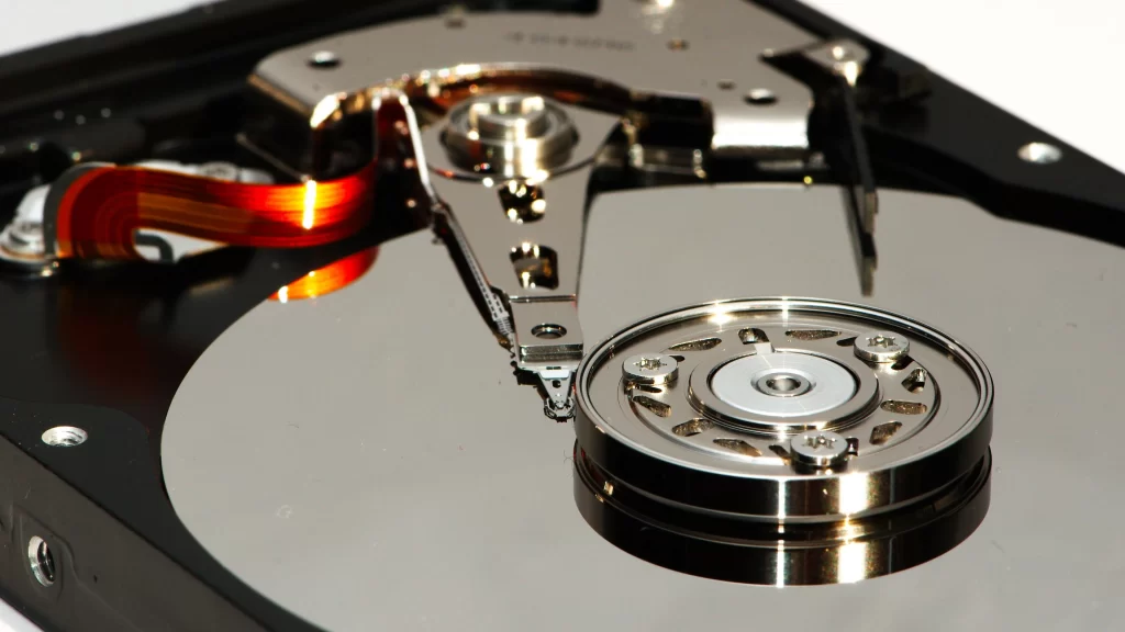Hard drive magnetic platter readwrite head data storage computer hardware intern