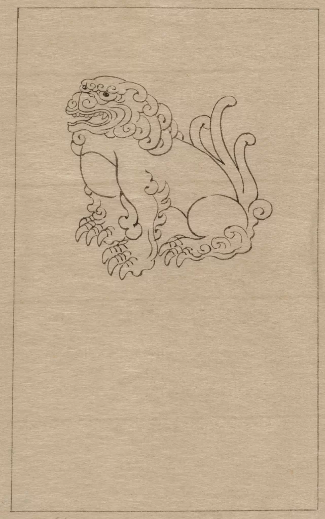 Line Drawing Mythical Creature Traditional Art Stylized Intricate Details Cultural Symbol