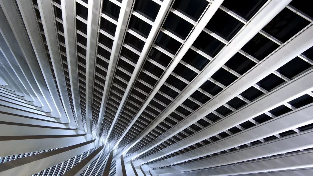 Modern architecture geometric lines skyscraper urban design perspective contempo