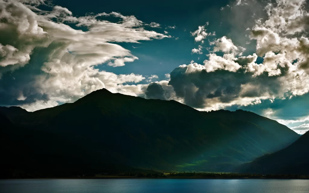Mountain Range Clouds Sky Lake Reflection Nature