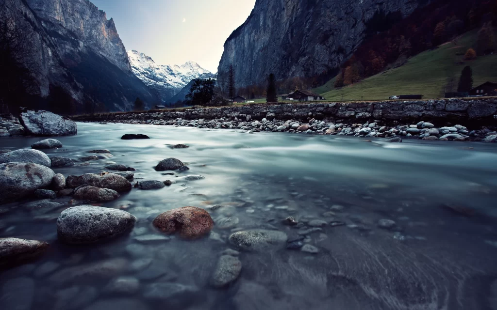 Mountain River Rocks Clear Water Nature Landscape