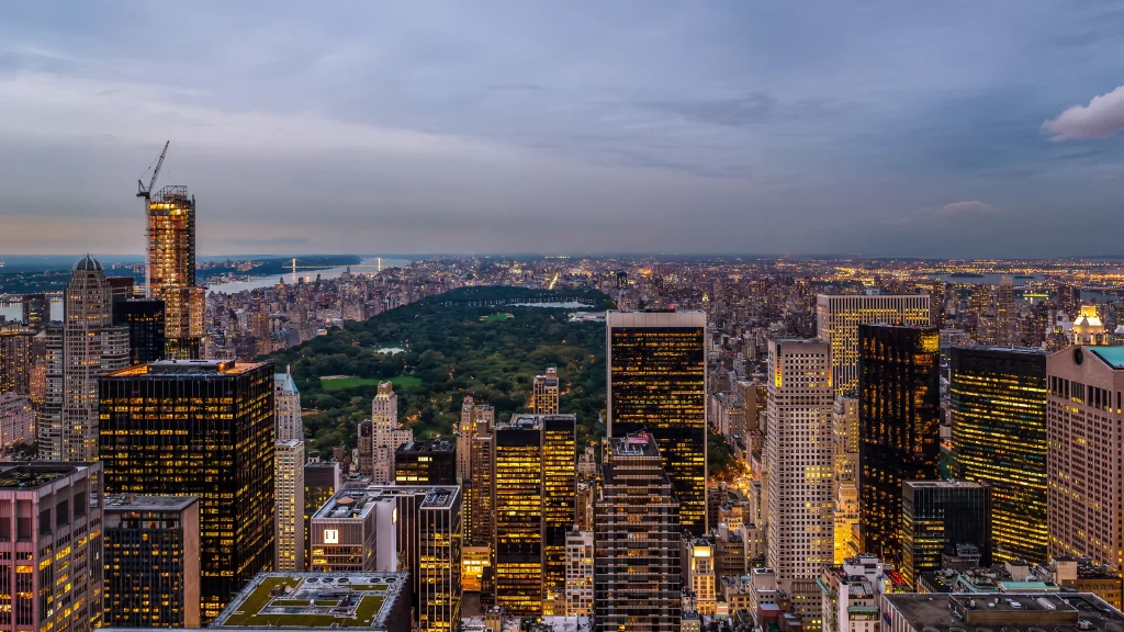 New York City skyline skyscrapers Central Park urban architecture