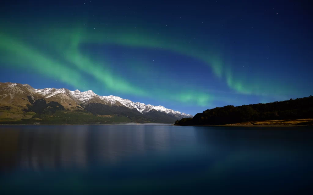 Northern Lights Mountains Lake Stars Night Sky