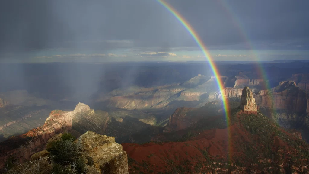 Rainbow canyon landscape nature sunlight clouds