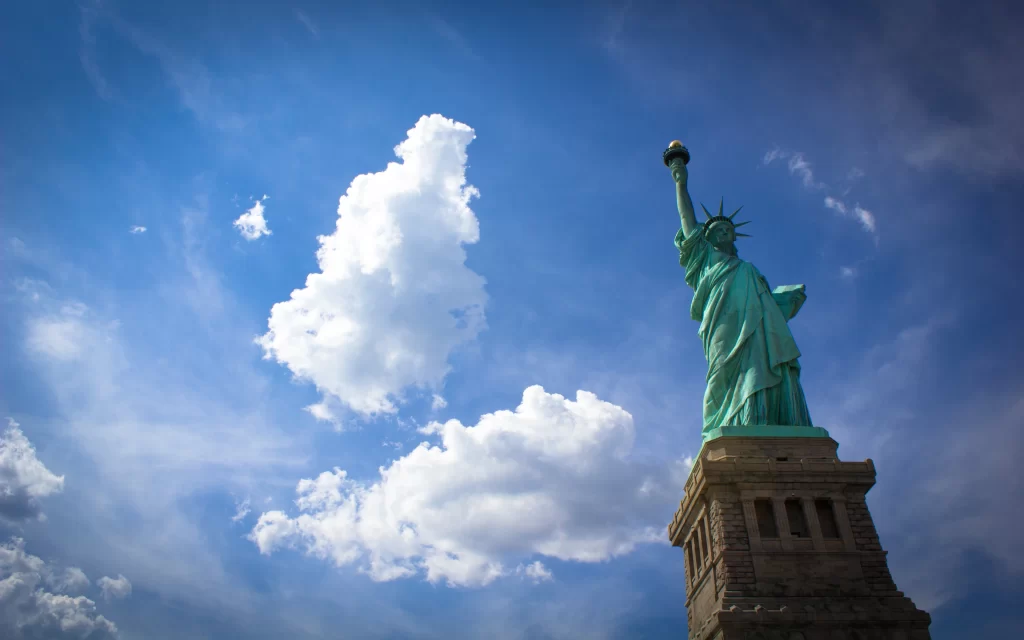Statue of Liberty Blue Sky Clouds Iconic Monument