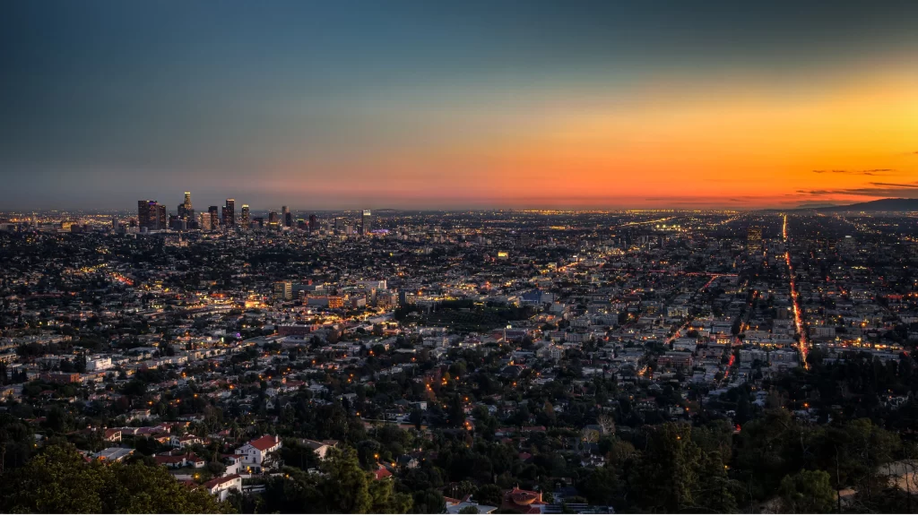 Sunset Cityscape Urban Lights Skyline Horizon