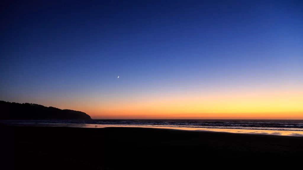 Sunset beach ocean sky horizon moon
