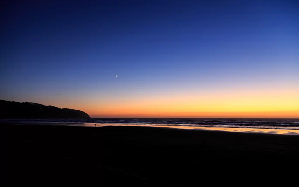 Sunset beach ocean sky horizon moon