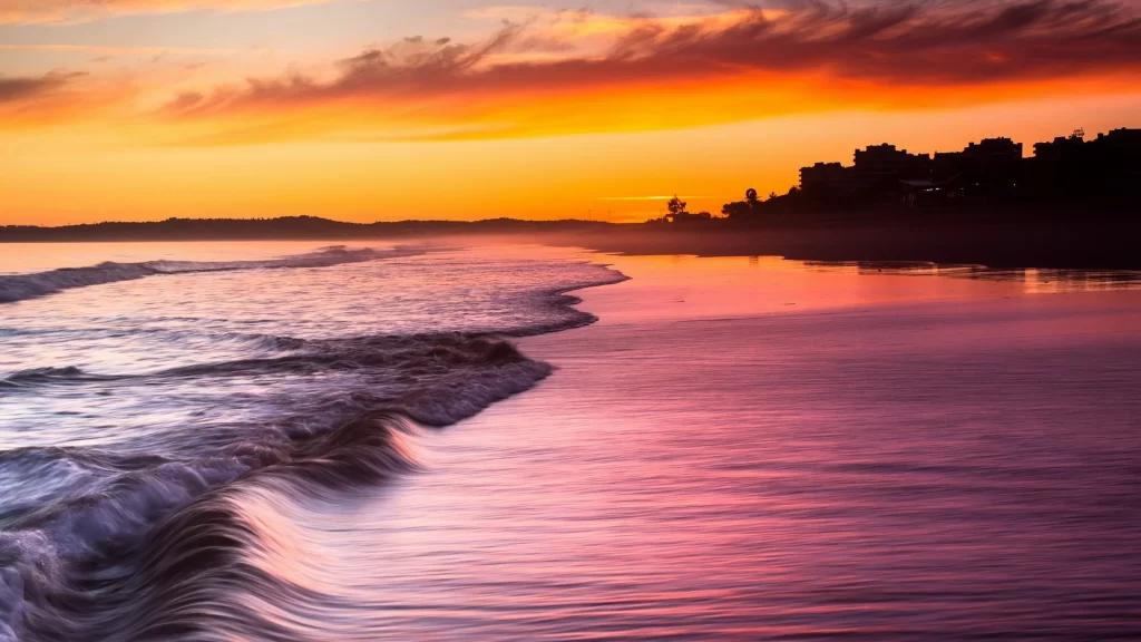 Sunset beach ocean waves sky clouds