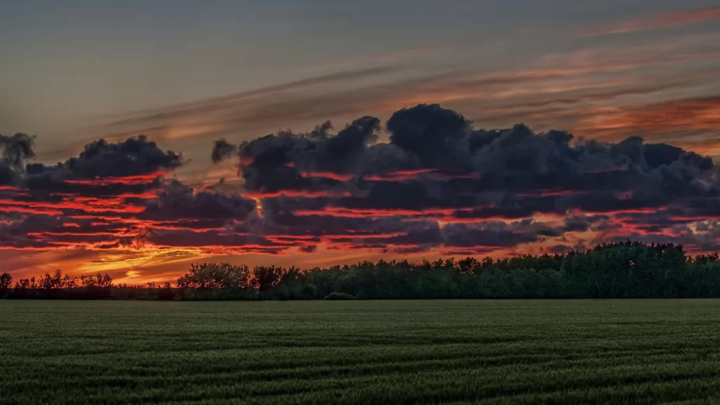 Sunset clouds field landscape sky colors