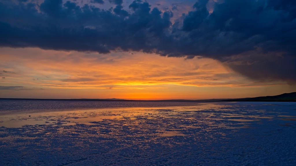 Sunset clouds sky reflection water horizon