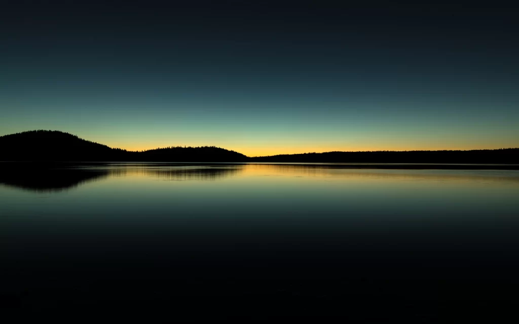 Sunset lake reflection mountains sky tranquility