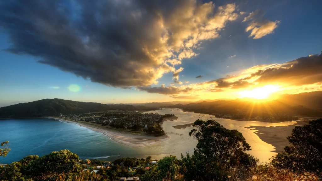 Sunset landscape clouds water nature tranquility