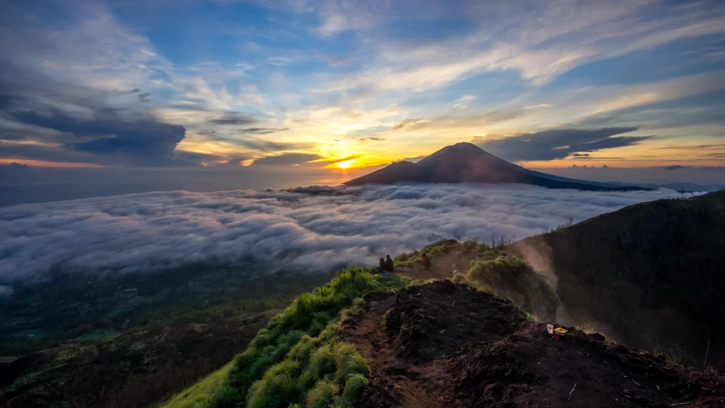 Sunset mountain clouds landscape nature tranquility