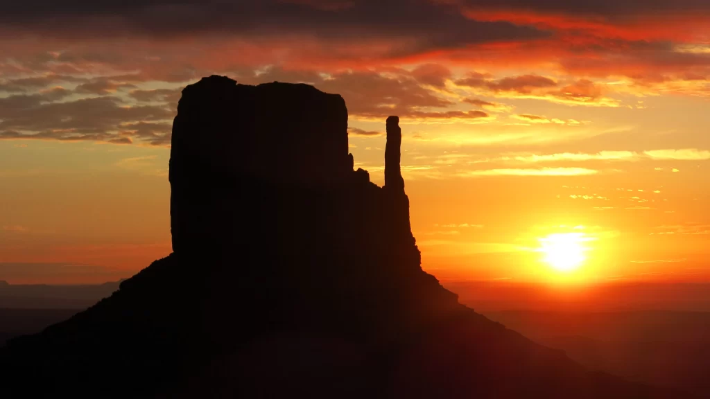 Sunset mountain silhouette sky clouds landscape