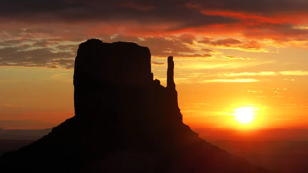 Sunset mountain silhouette sky clouds landscape