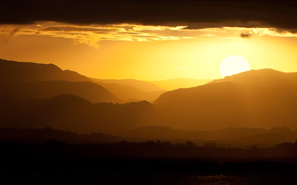 Sunset mountains sky clouds landscape nature