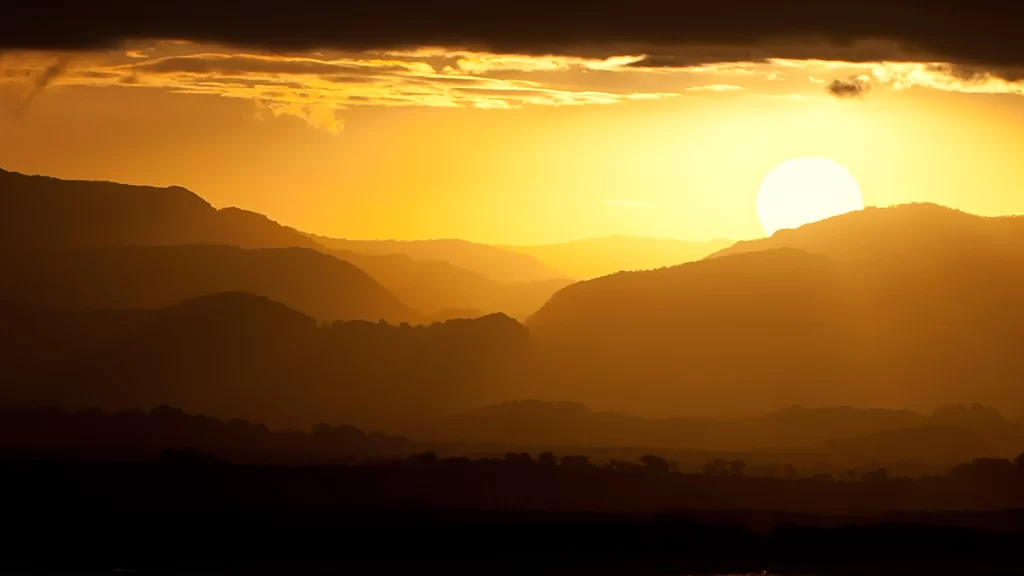 Sunset mountains sky clouds landscape nature