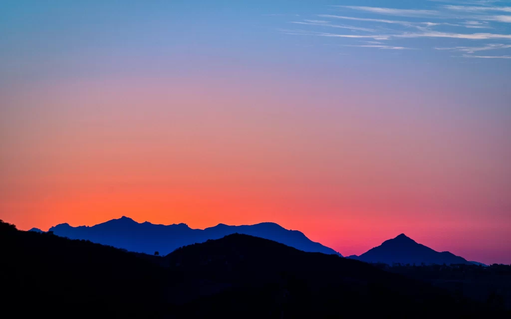 Sunset mountains sky colors landscape horizon