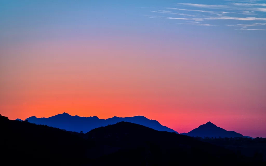 Sunset mountains sky colors landscape horizon