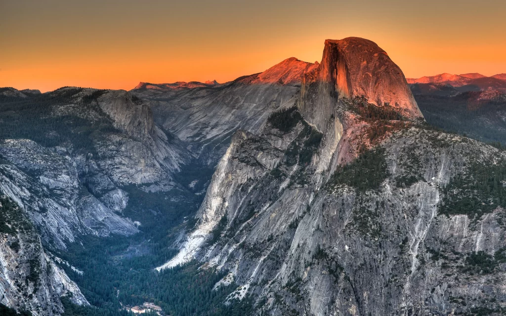 Sunset mountains sky landscape nature Yosemite