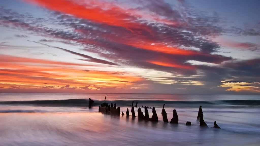 Sunset ocean clouds sky horizon water