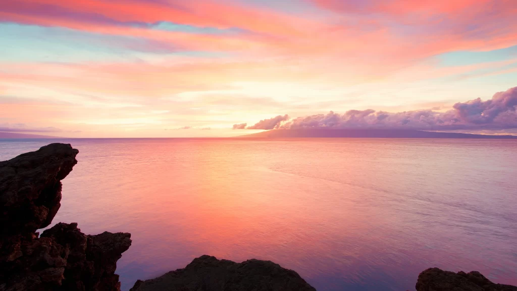 Sunset ocean sky clouds horizon landscape
