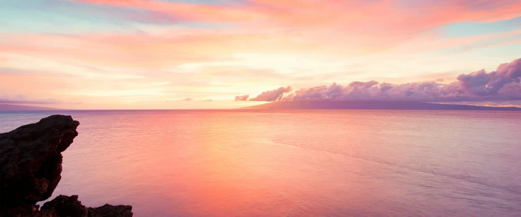 Sunset, ocean, sky, clouds, horizon, tranquil