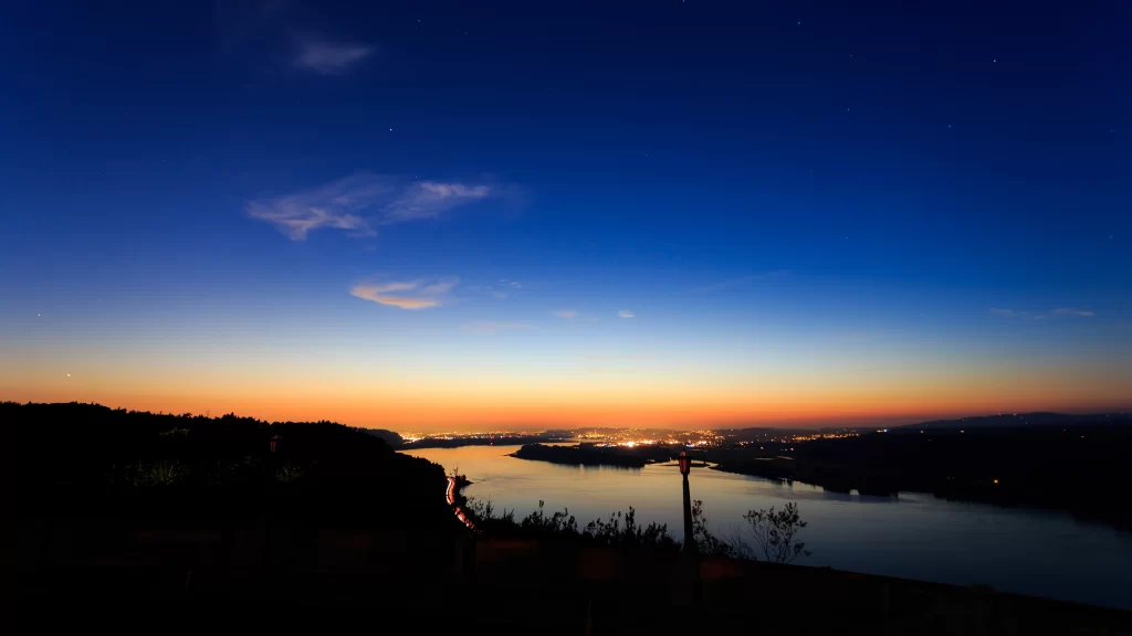 Sunset river sky clouds landscape twilight