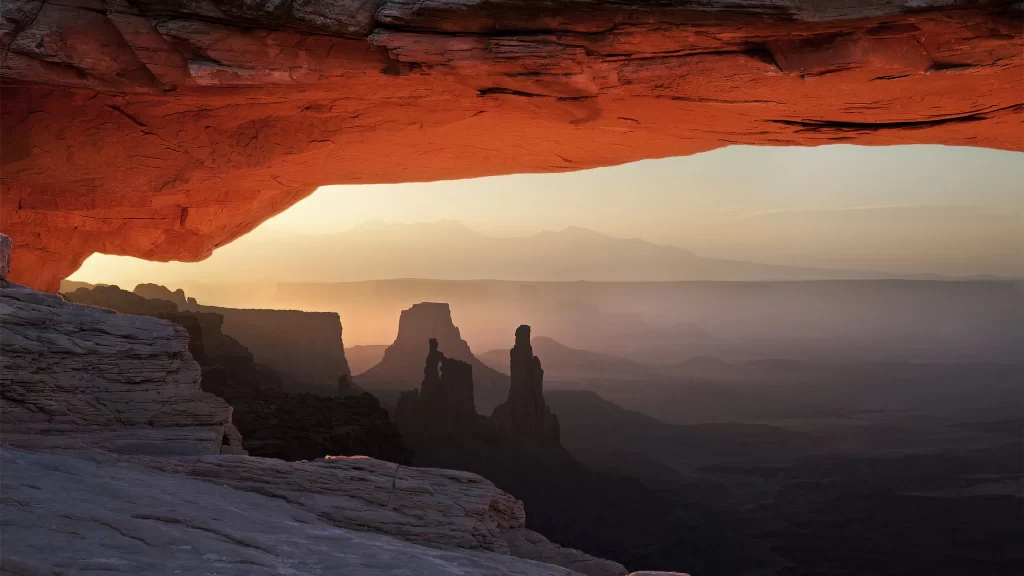 Sunset rock formations canyon landscape natural beauty tranquility