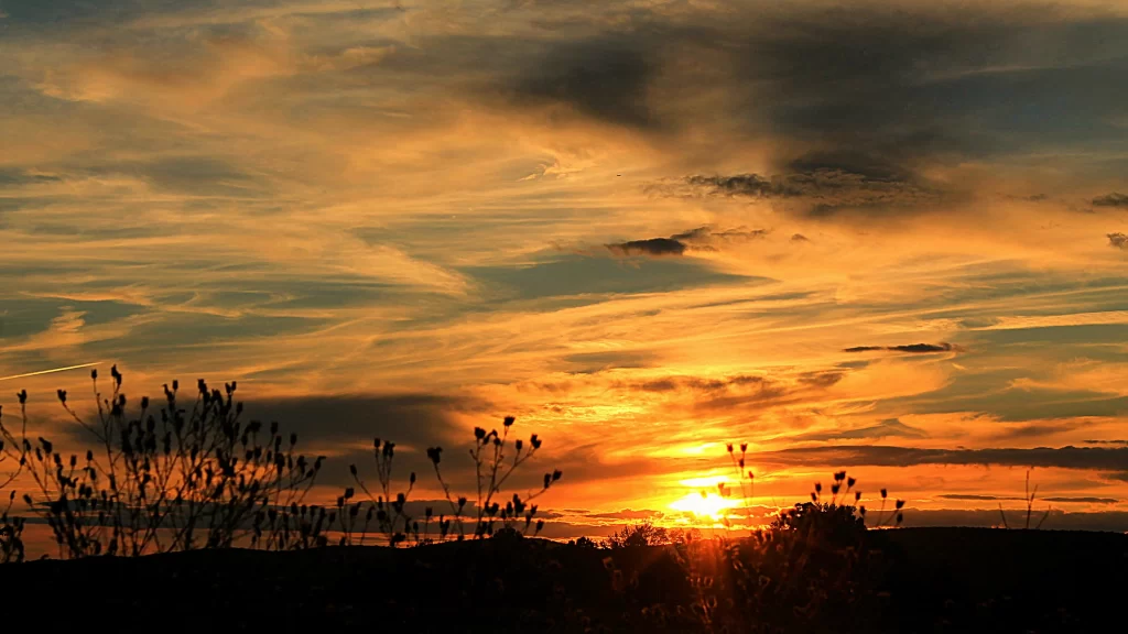 Sunset sky clouds landscape nature tranquility