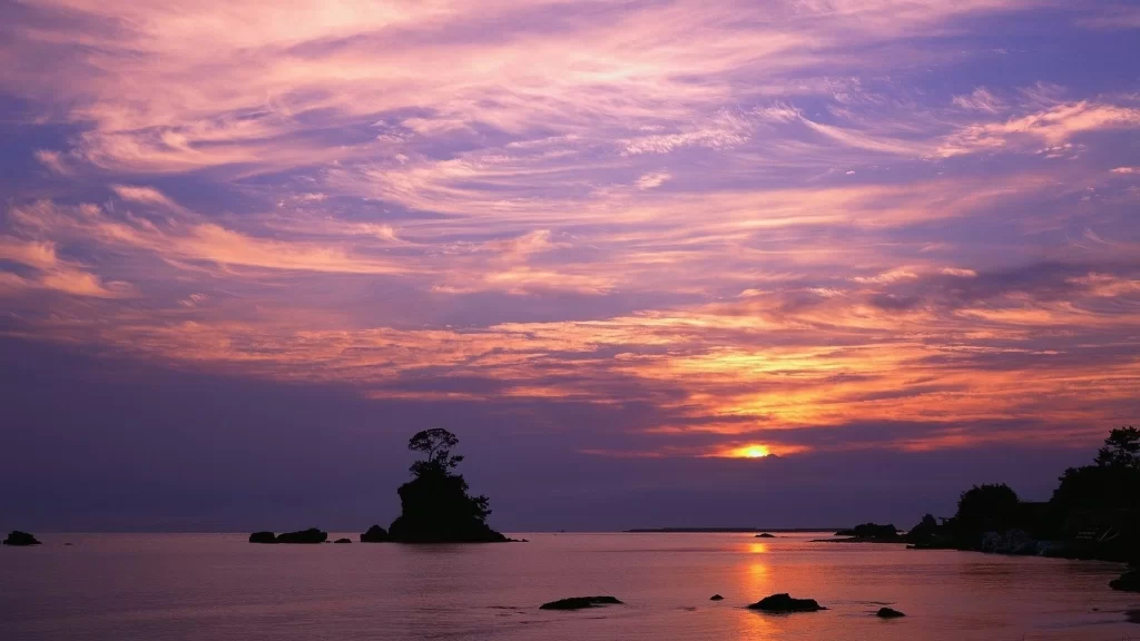 Sunset sky clouds water reflection horizon tranquil nature