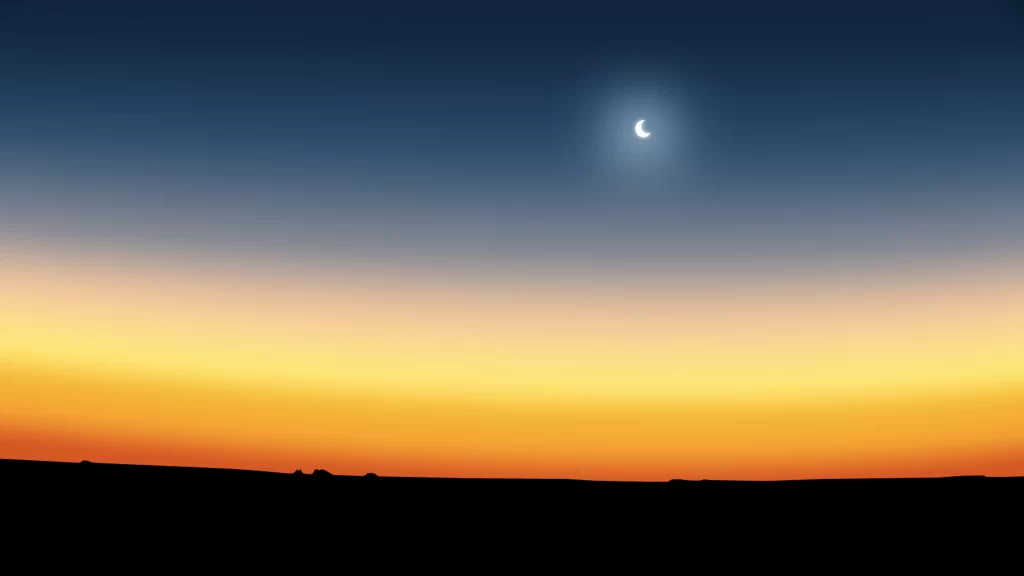Sunset sky horizon moon gradient colors twilight tranquility