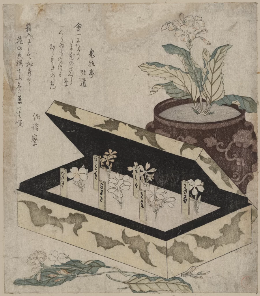Traditional Japanese Art Flowers Poetry Ink Wash Painting
