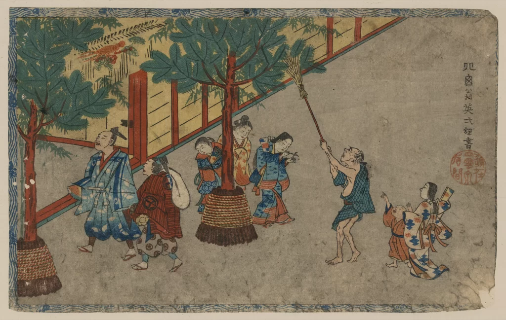 Traditional Japanese Art Historical Scene Cultural Depiction Edo Period Woodblock Print