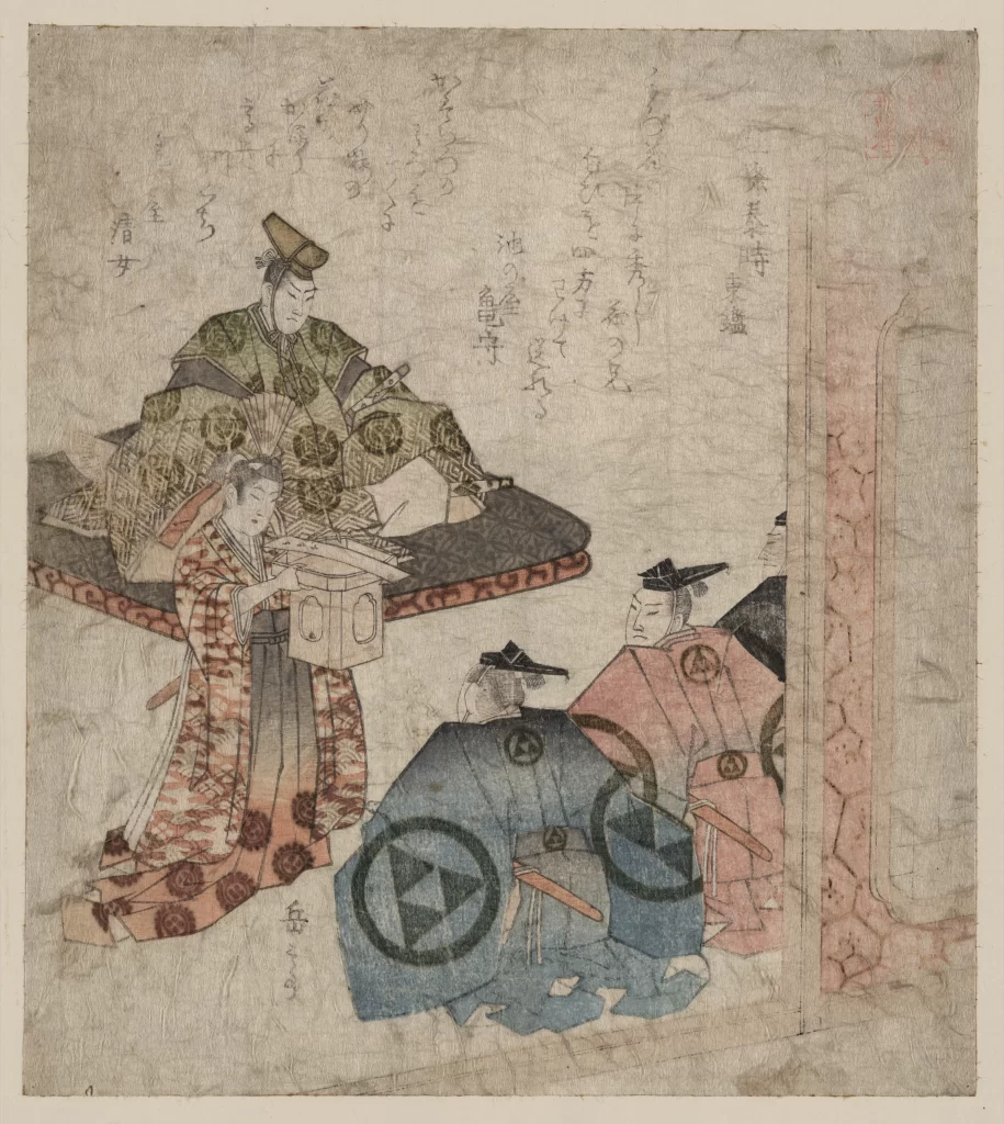 Traditional Japanese Art Historical Scene Samurai Cultural Attire Narrative Illustration