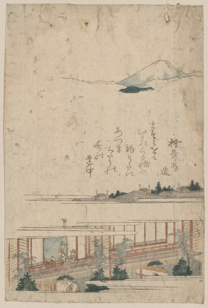 Traditional Japanese Art Mount Fuji Garden Architecture Calligraphy
