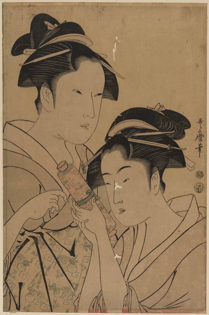 Traditional Japanese Art Ukiyo-e Women Kimono Hair Ornaments Cultural Heritage