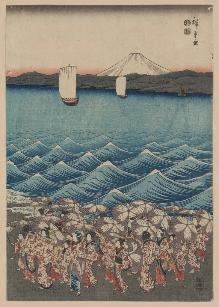 Traditional Japanese Art Ukiyoe Mount Fuji Ocean Waves