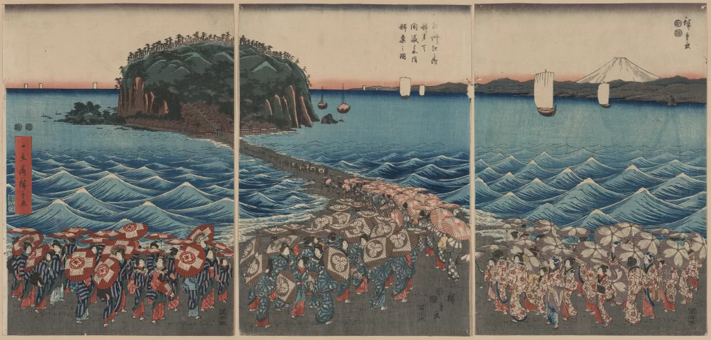 Traditional Japanese Art Ukiyoe Ocean Waves Mount Fuji