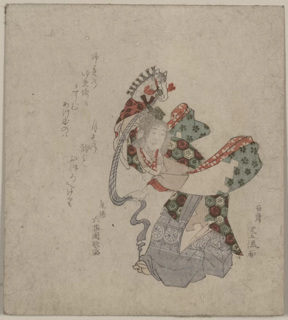 Traditional Japanese Artistic Print Samurai Warrior Horse