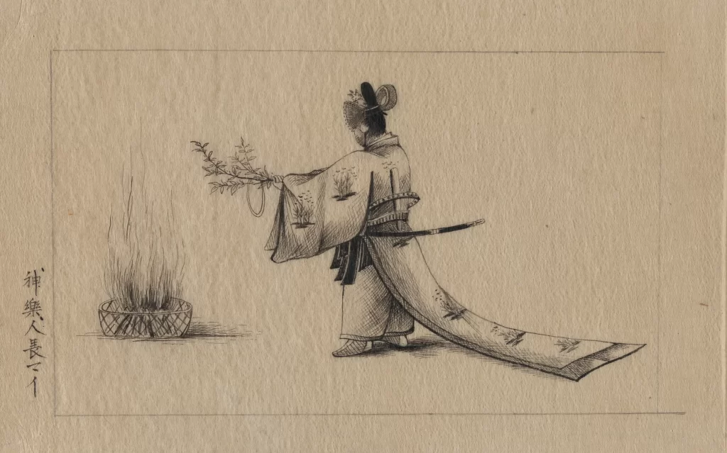 Traditional Japanese Attire Incense Ceremony Cultural Practice Historical Illustration