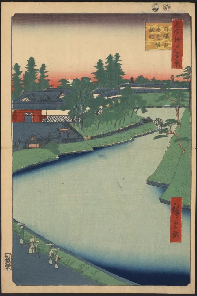 Traditional Japanese Landscape River Trees Houses