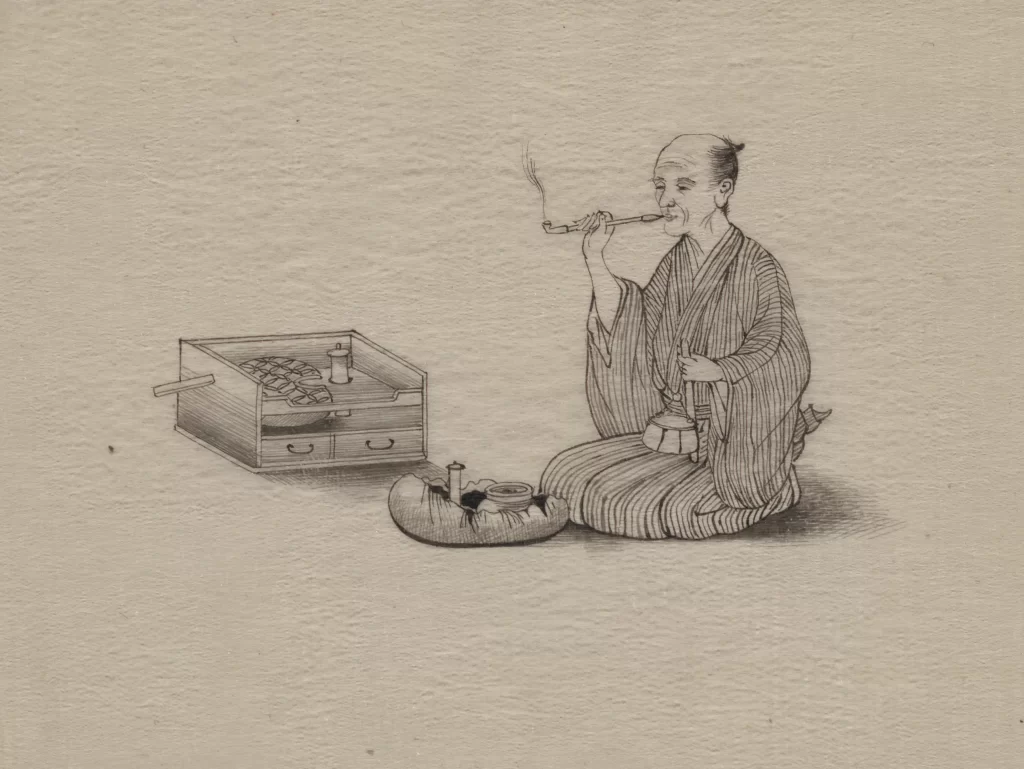 Traditional Japanese Tea Ceremony Smoking Pipe Tatami Mat