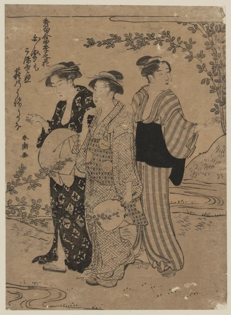 Traditional Japanese Women Kimono Nature Scenery