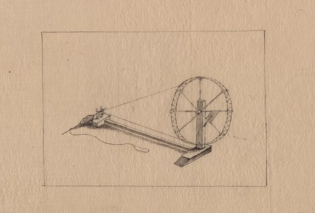 Wheel Pulley Rope Mechanism Sketch