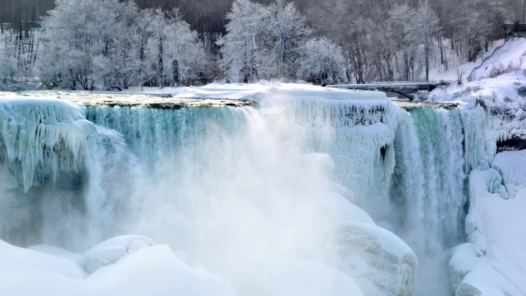 Winter waterfall snow ice landscape nature