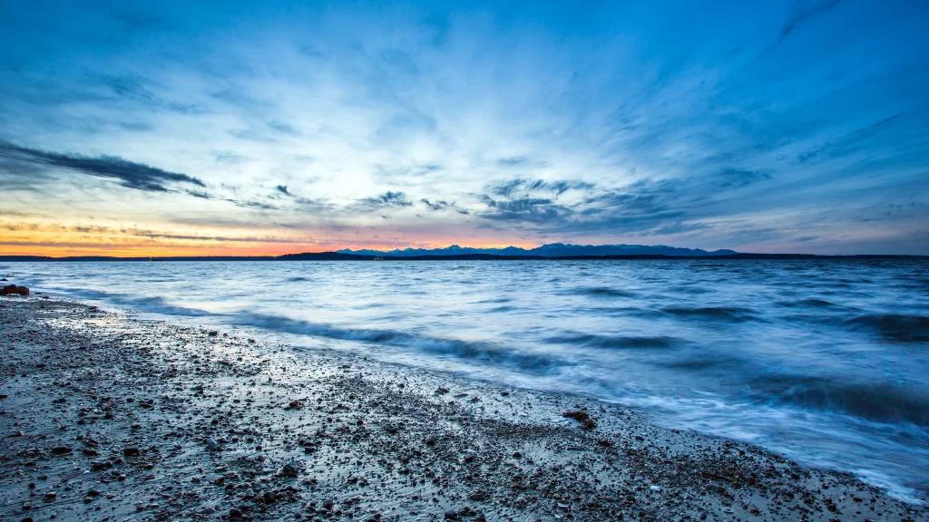 beach sunset ocean waves sky clouds