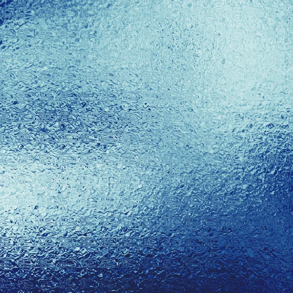 Blue Frosted Glass With Embossed Grid Texture